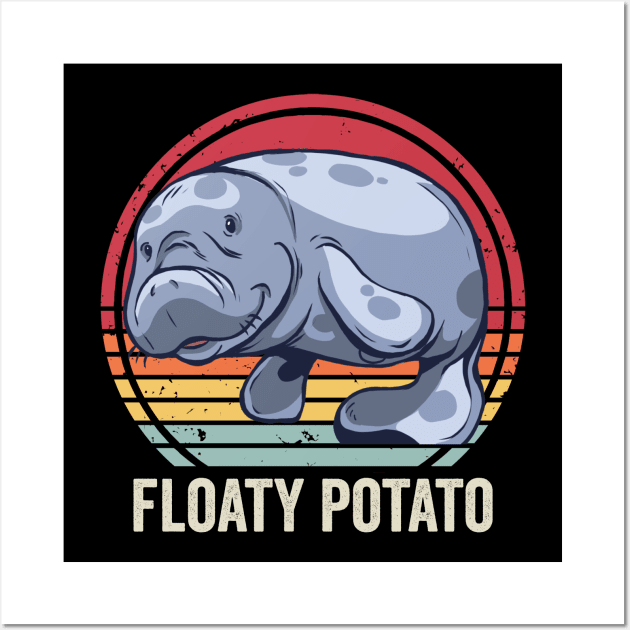 Funny Manatee Cute Floaty Potato Wall Art by Visual Vibes